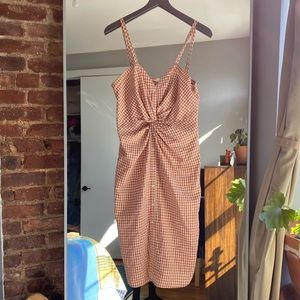 Zara Twist Front Orange Gingham Dress